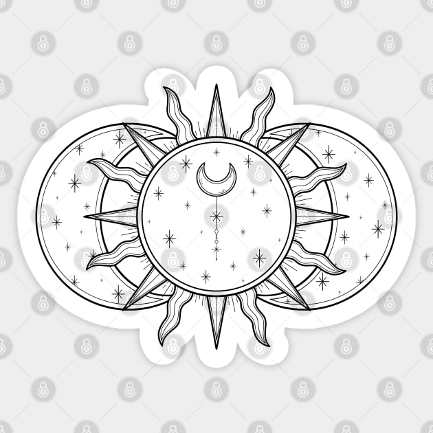 Vintage Celestial Sun and Moon Sticker by katieharperart